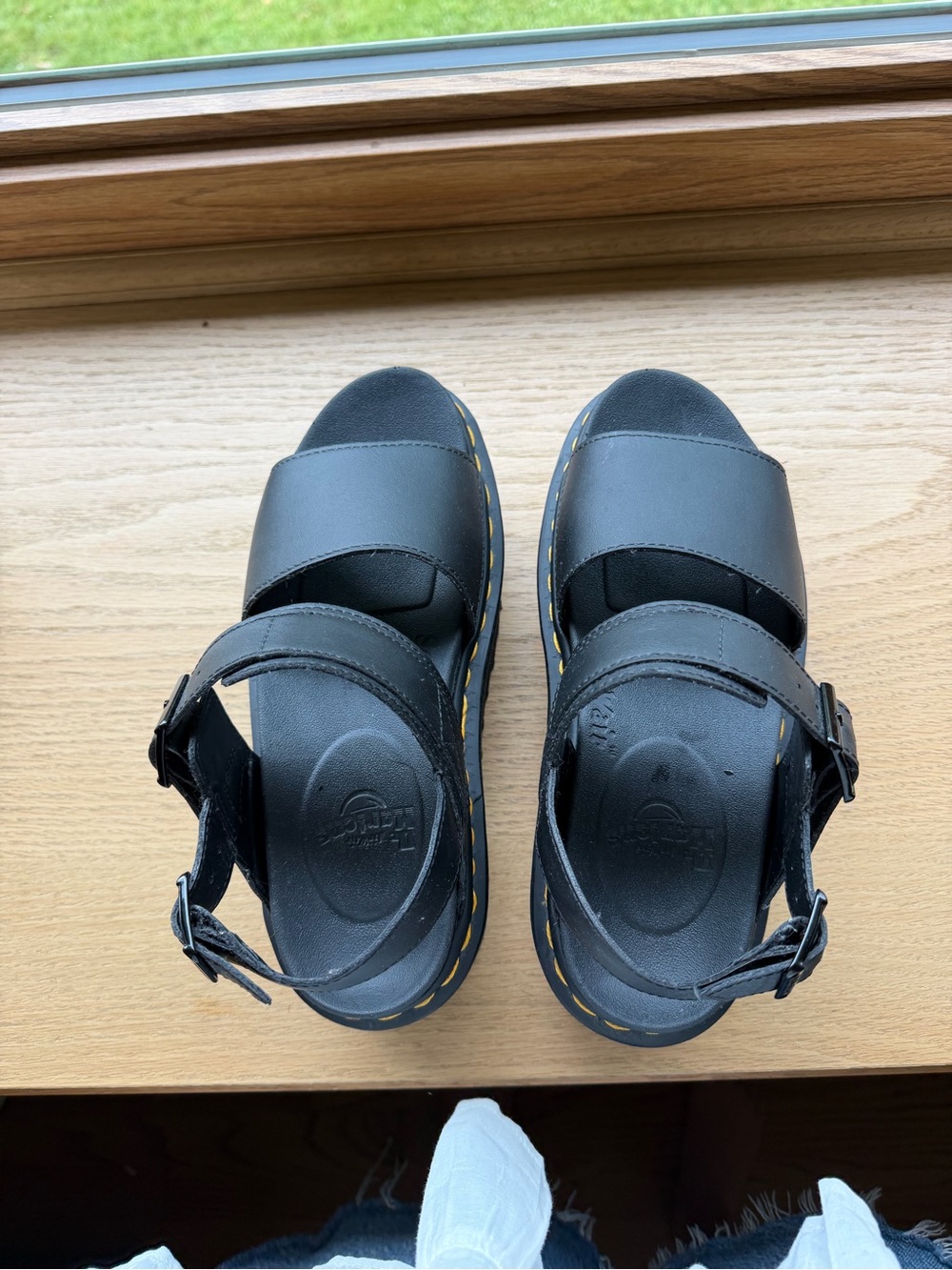 Dr. Martens Sandals  Voss Quad Black Platform. Yellow Stitching - Picture 10 of 11